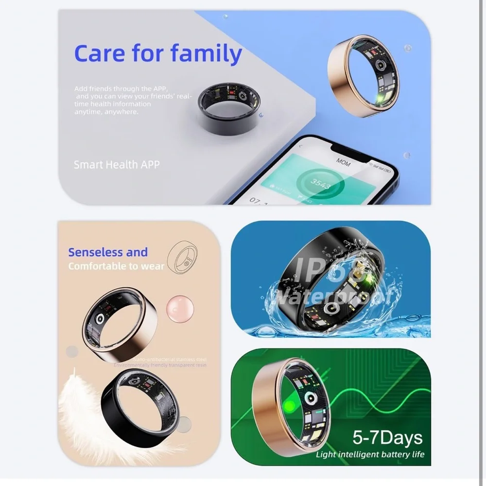 Smart Ring Health Tracker,Sliver—11 size —brand new